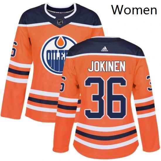 Womens Adidas Edmonton Oilers 36 Jussi Jokinen Authentic Orange Home NHL Jersey